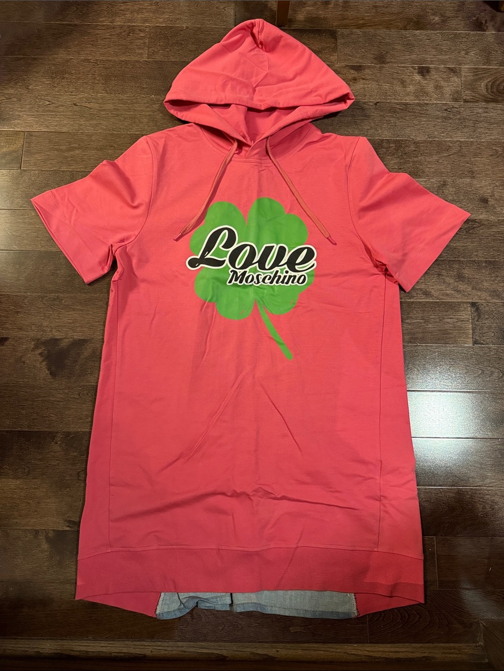 Love Moschino Women's Hoodie Dress with Green Clover Logo